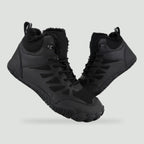 Barefoot boots in Black with fleece collar and laces