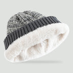 Winter hat turned up to show the thick fleece lining