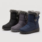 Women's fur lined winter boots in Black, Grey and Blue