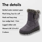 Women's fur lined winter boots details and sizes