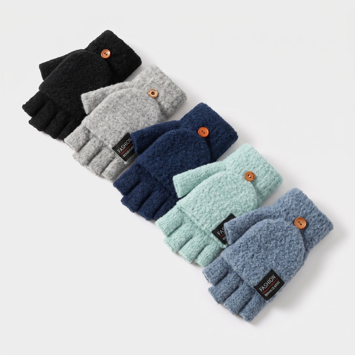 USB heated fingerless gloves in all five colours