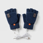 USB heated fingerless gloves in Navy