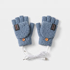 USB heated fingerless gloves in Blue