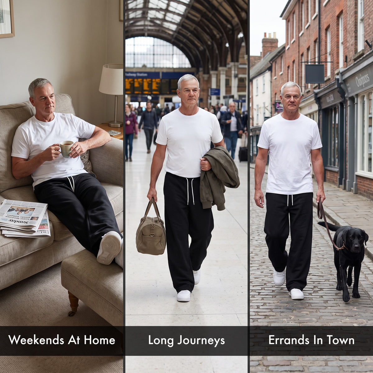 Men's joggers for weekends at home, long journeys and errands in town