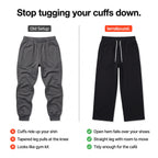 Comparison: cuffed tapered joggers versus terrabound open hem straight leg joggers