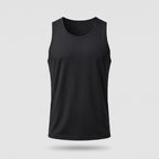 Men's sleeveless running top in Black, front view