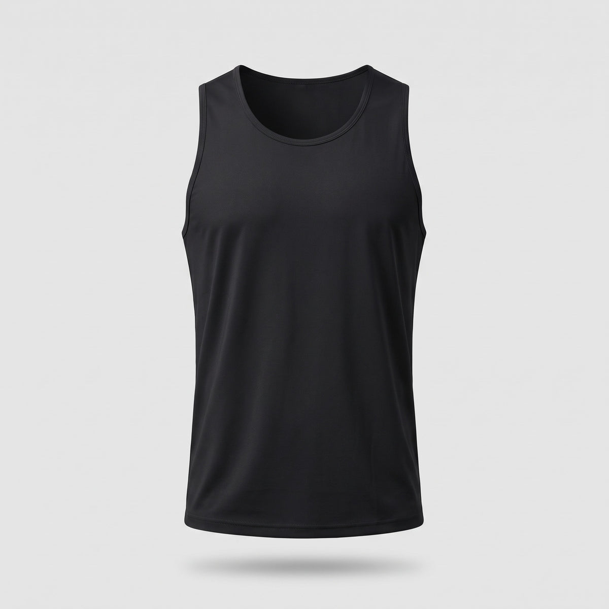 Men's sleeveless running top in Black, front view