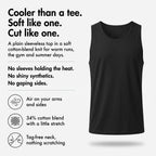 Men's running top: cooler than a tee, soft cotton-blend knit and a tag-free neck