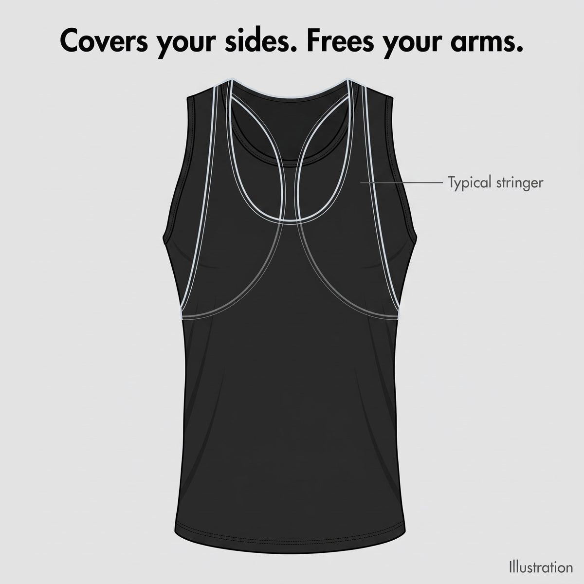 Illustration: the running top covers more at the sides than a typical stringer