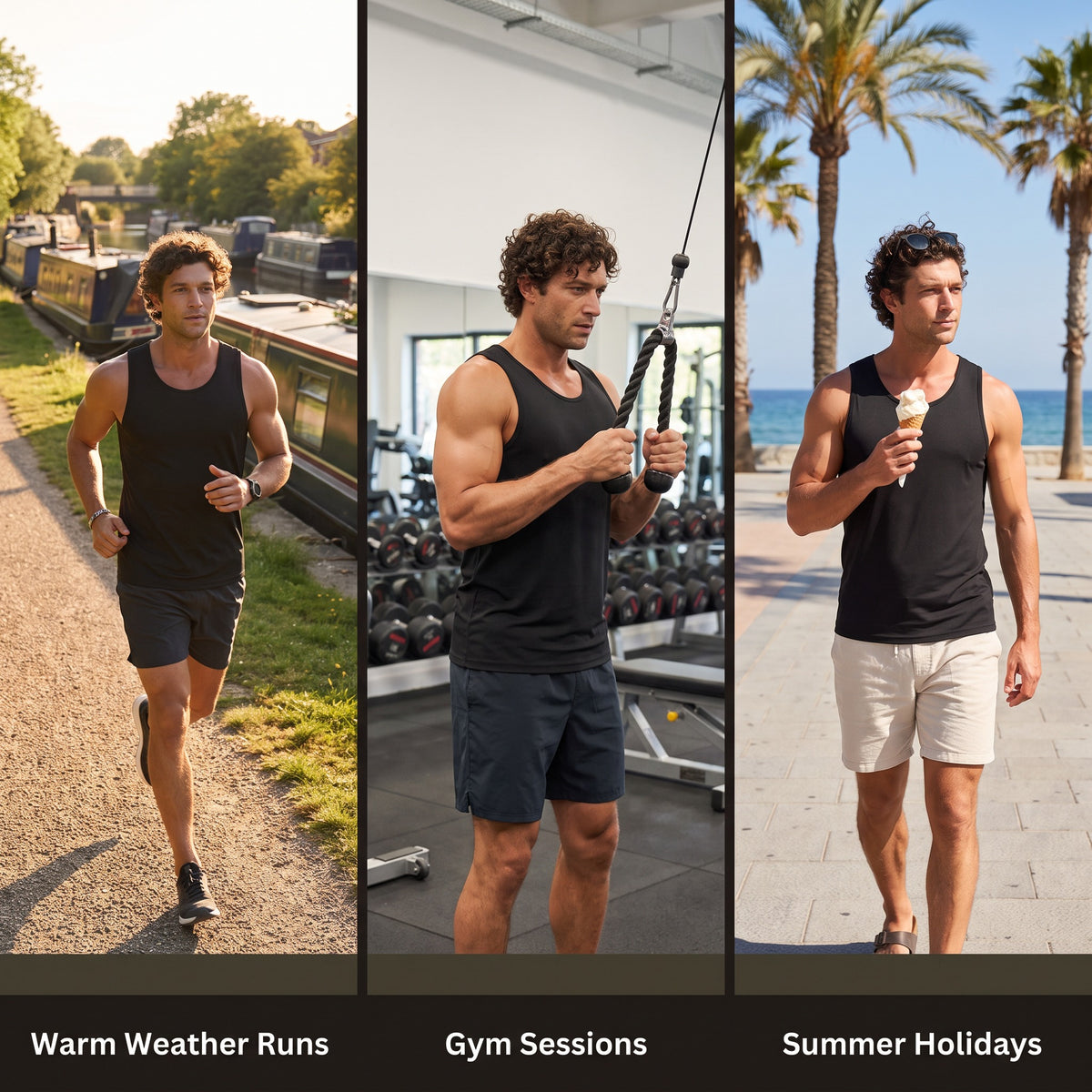 Men's running top for warm weather runs, gym sessions and summer holidays