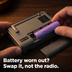 Swapping the 2000 mAh battery in the back of the shortwave radio