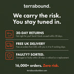 Terrabound 30-day returns, free UK delivery from 50 pounds and faulty items sorted