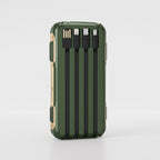 Back view of the solar power bank with the four built-in cables stowed in grooves
