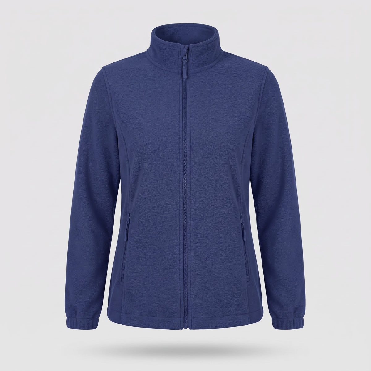 Women's full zip fleece jacket in Royal Blue on a light grey background