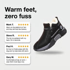 Customer review cards for the men's winter trainers
