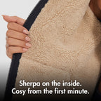 Close-up of the short, dense sherpa lining inside the women's zip up hoodie