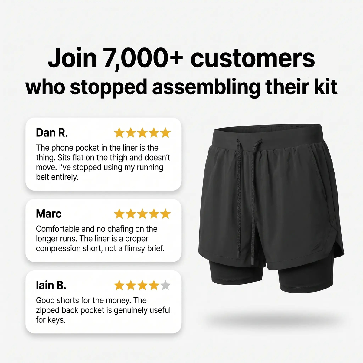 Customer reviews of the 2 in 1 running shorts