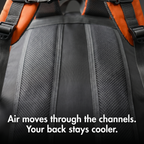 Close-up of the padded mesh back panel and air channels on the Terrabound 30L hiking rucksack
