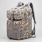 Terrabound 50L tactical backpack in grey digital camo, front three-quarter view