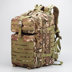 Terrabound 50L tactical backpack in multi camo, front three-quarter view