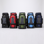 Terrabound 70L hiking rucksack in all five colours: Black, Red, Green, Light Blue and Dark Blue