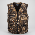 Camo utility vest in Autumn Camouflage, front view on a plain grey background