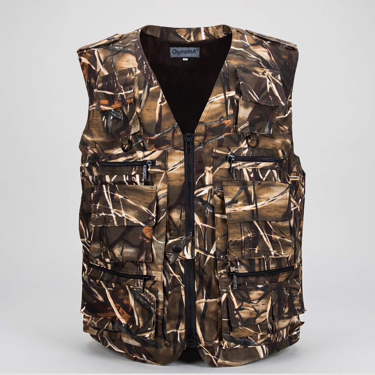 Men's Vest - Camo Utility Vest - Fishing Vest with Zip Pockets