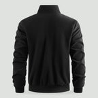 Heated jacket in Black, back view