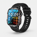 Outdoor smart watch with black silicone strap and rugged octagonal case