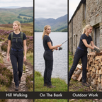 Woman wearing the Terrabound tactical belt hill walking, fishing and doing outdoor work