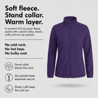 Women's fleece with a stand collar, zip pockets and elastic cuffs