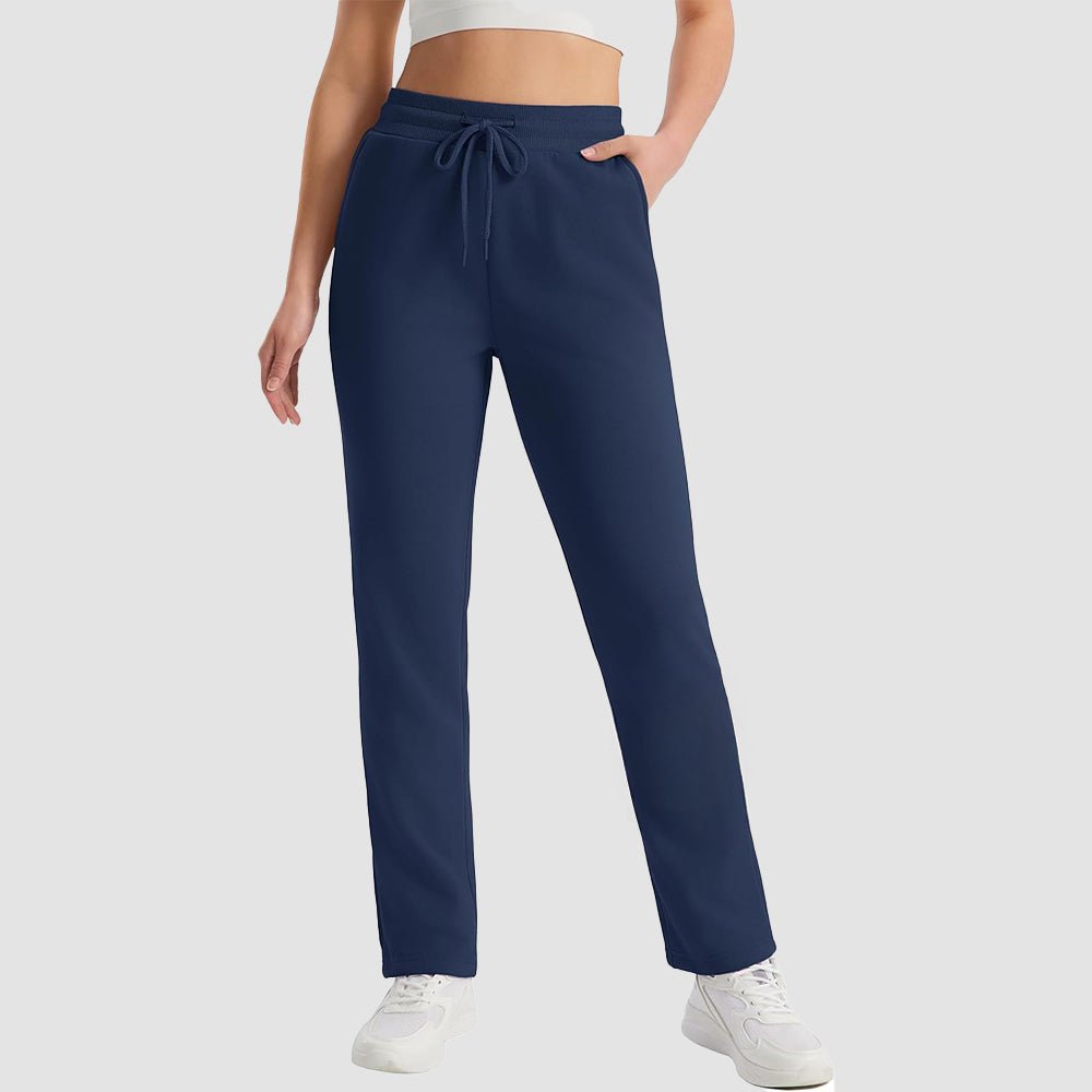Women's fleece joggers in Navy, front view