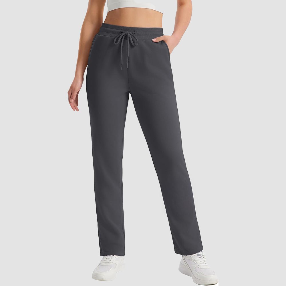 Women's fleece joggers in Dark Grey, front view