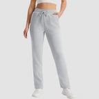 Women's fleece joggers in Light Grey, front view