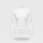 Women's thermal top in white with high neck and long sleeves