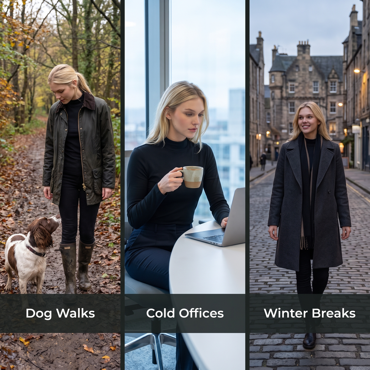 Women's thermal top for dog walks, cold offices and winter breaks