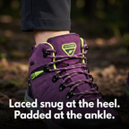 Padded ankle collar and speed-hook lacing on the women's walking boots