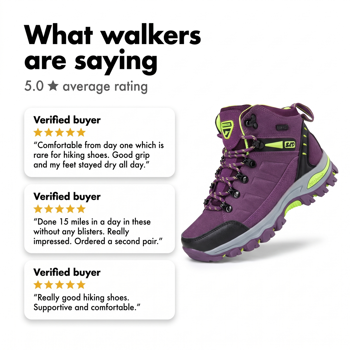 What walkers are saying: three five-star reviews of the women's walking boots