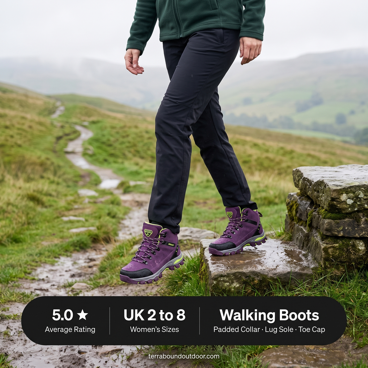 Women's walking boots on a Dales stile: 5.0 average rating, UK sizes 2 to 8