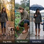 The women's wellies on a dog walk, at the allotment and on the school run