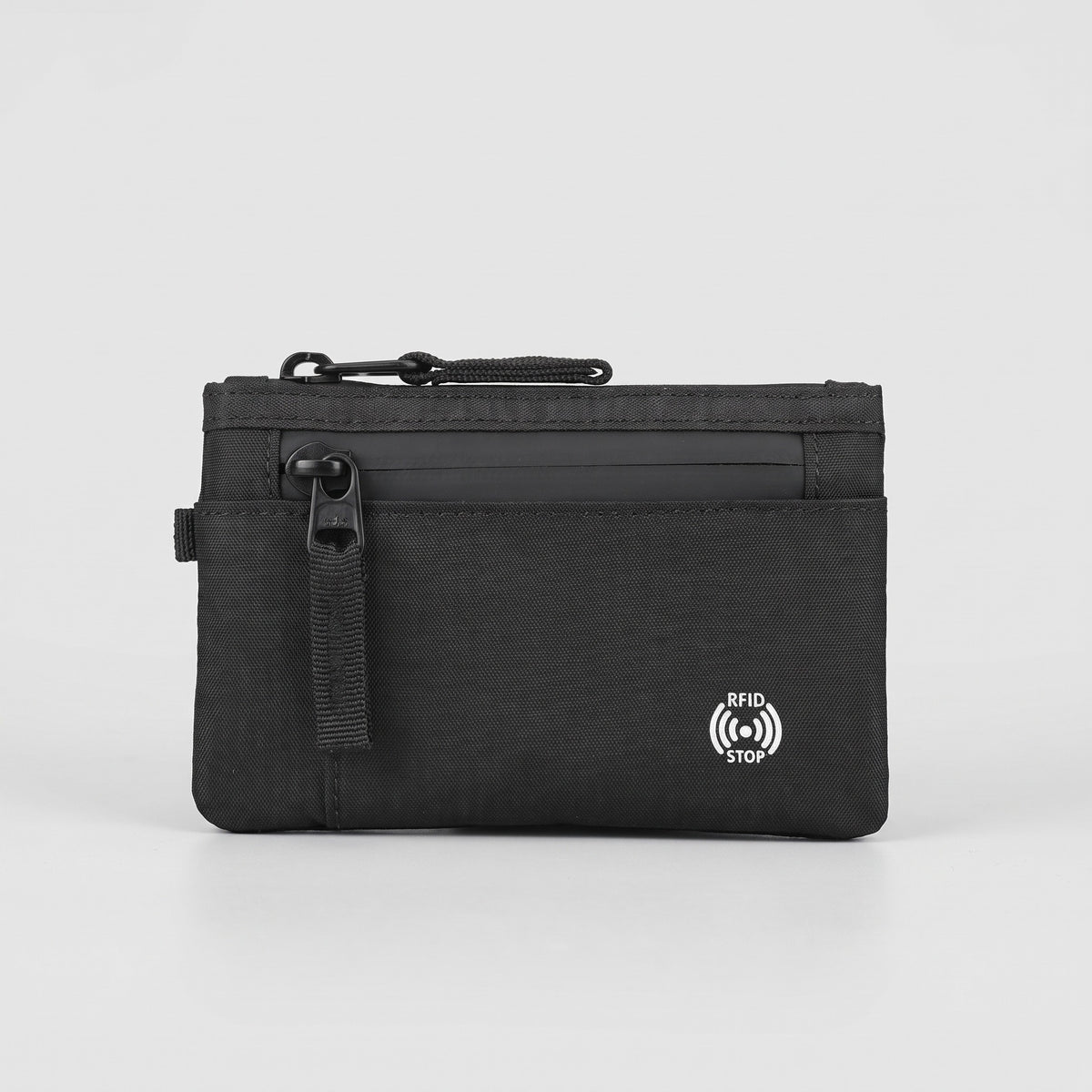 Zip card holder in Black, front view