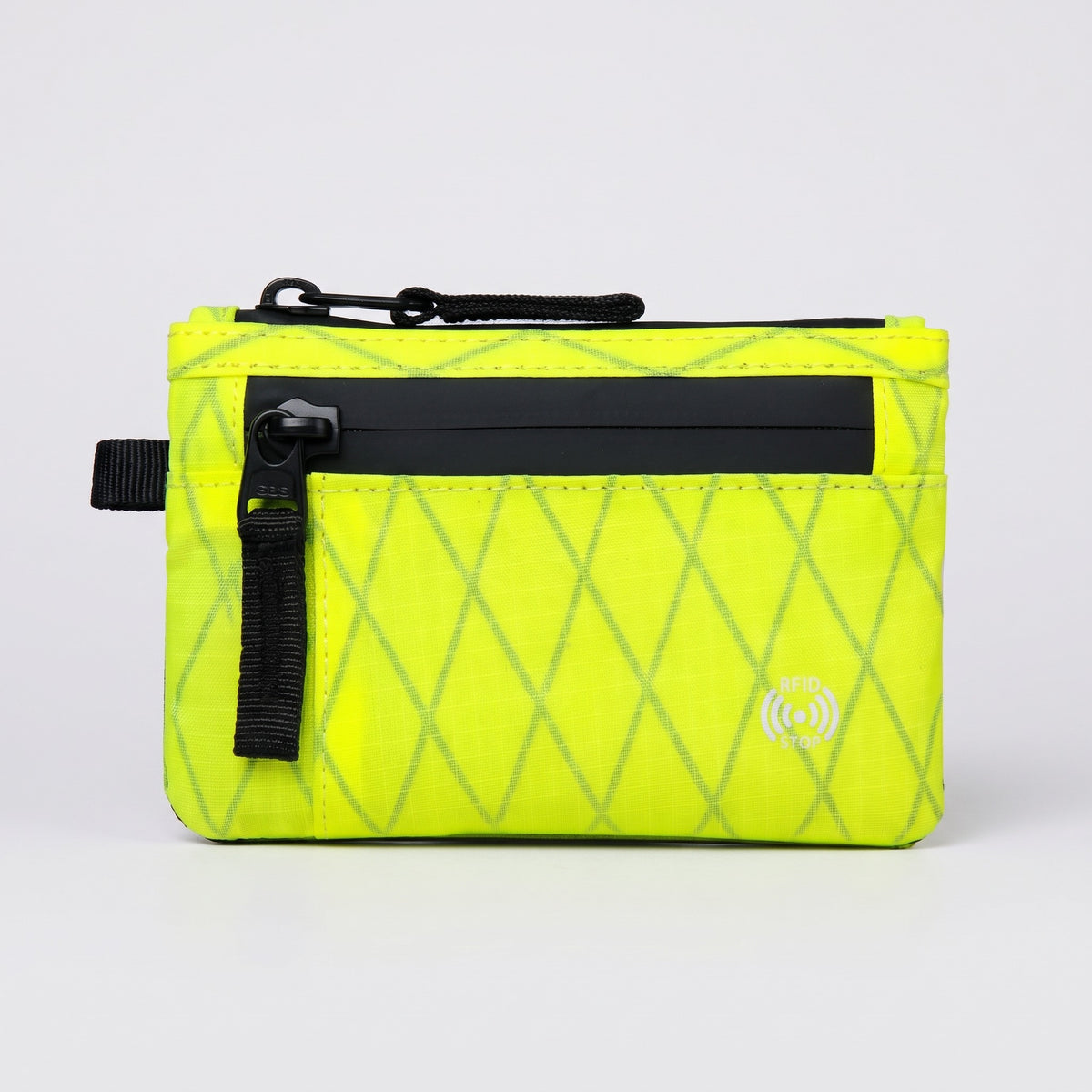 Zip card holder in Lime, front view
