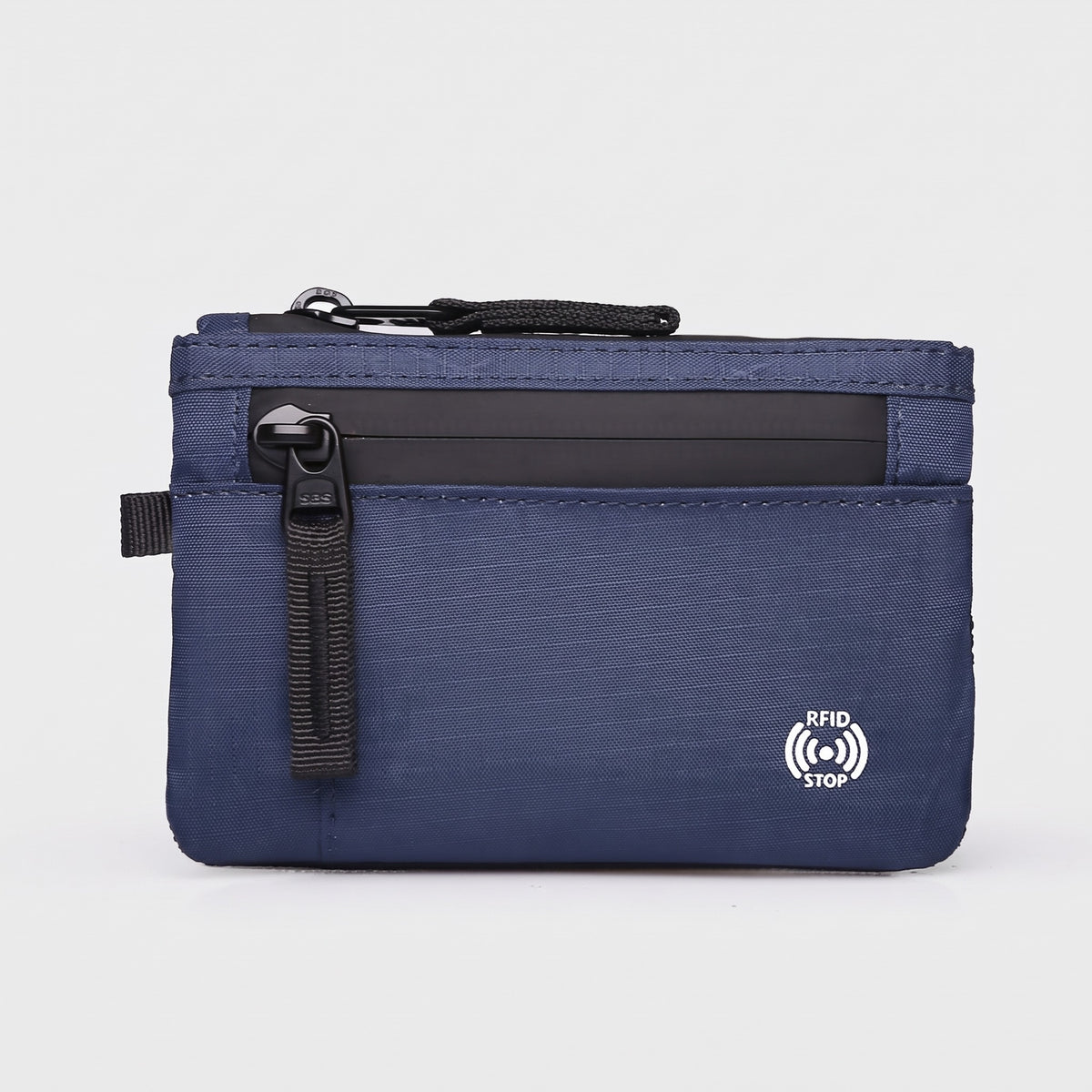 Zip card holder in Navy, front view