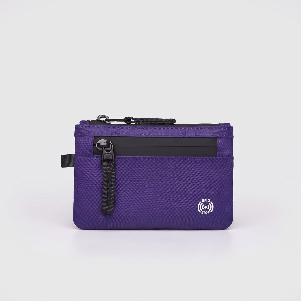Zip card holder in Purple, front view