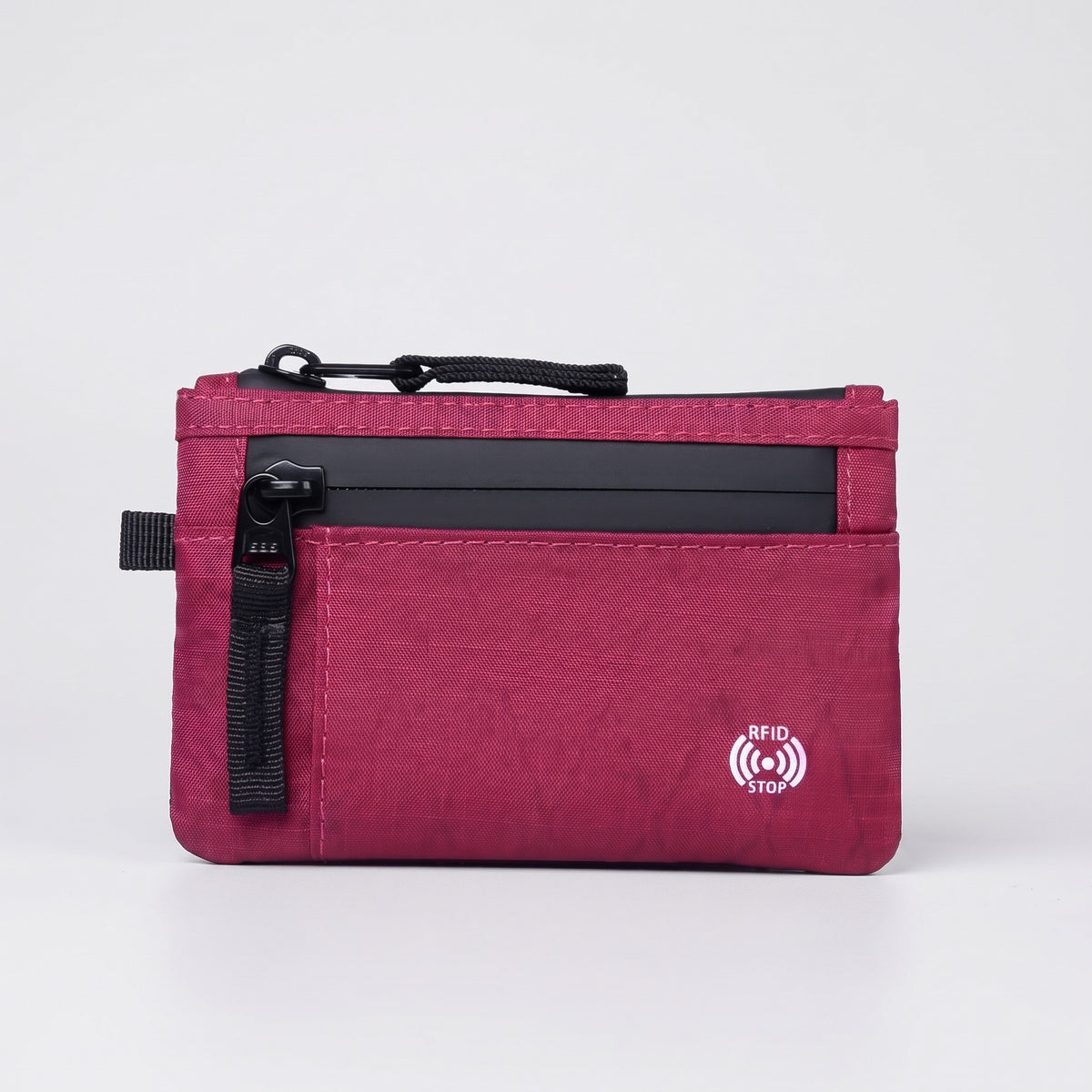 Zip card holder in Raspberry, front view