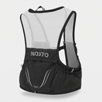 Terrabound trail running vest in Black, back view with mesh panel and rear pocket