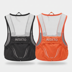 Terrabound trail running vest in both colours, Black and Orange, from the back
