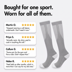 Customer review cards next to the sock