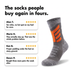 Customer review cards for the cushioned outdoor socks