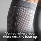 Close up of the diamond mesh ventilation panel over the shin
